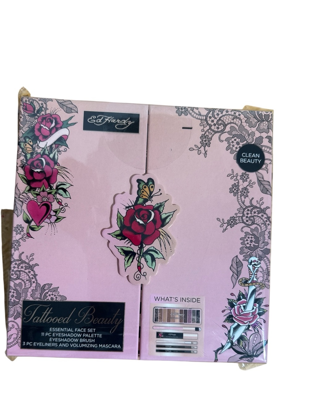 Ed Hardy Tattooed Beauty Essential Face Set Eyeshadow Palette Mascara NEW Y2K